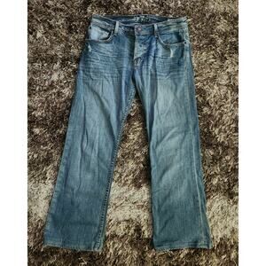 575 Denim Los Angeles Jeans Men's Sz 32x26 Straight Distressed Penny Button Fly